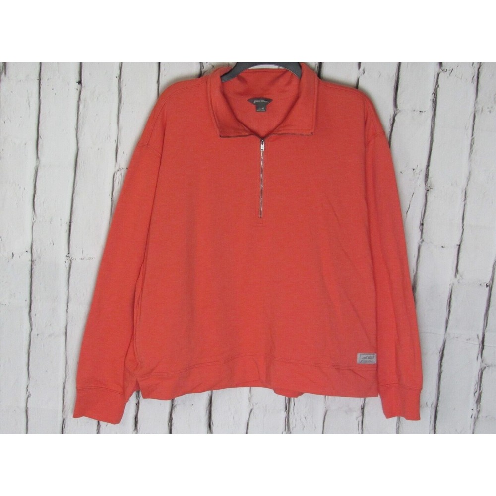 Eddie Bauer Women Pullover Mock Neck Light Sweater XL Peach 1/4 Zip Collar